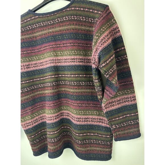 SKYR Vintage 100% Wool Cardigan Sweater Aztec Nordic Fair Isle Long Button Up XL - Picture 11 of 12